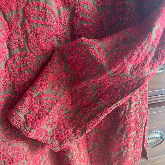 Johnny Was Embroidered Brown Red Paisley Blouse - Picture 2 of 3